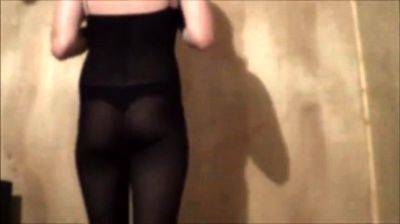 Sexy Crossdresser in Black Bodystocking - drtuber.com