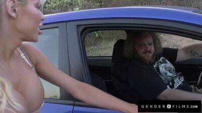 Big Tittied Trans Hitchhiker Banged Out By Hunk - Brittney Kade - hotmovs.com